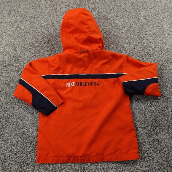 VTG Nike Jacket Boys 7 Orange Swoosh Windbreaker Sports Hood Coat Youth Kids Y2K - Picture 6 of 13